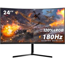 24  Curved Gaming Monitor, 180Hz/144Hz FHD 1080P, Support 120 sRGB, AMD Free...
