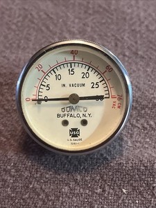 Gomco 0-30 In Hg Vacuum Gauge Used 1½" Face USG Back Mount