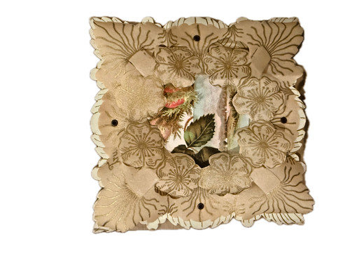 Antique Victorian Window-Style Die-Cut Valentine Embossed Floral Frame in box