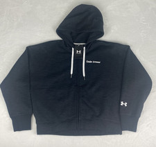 Under Armour Zip Up Sweater Womens Medium Black Logo Hooded Sweatshirt Casual