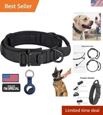 Durable Adjustable Dog Collar with Control Handle  Custom Patches - Large Size