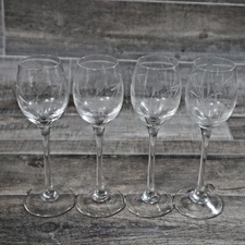 VTG Toscany Virna Cordial Glasses Etched Floral Design Set of 4 Drinkware Clear