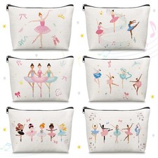 Y1tvei Ballerina Canvas Makeup Bags - Cute Ballet 9 5.9 1.8 inches, White