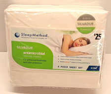 Sleep Method King Size 4 Piece Sheet Set Antimicrobial Moisture Wicking White