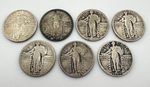 Lot of 7 Standing Liberty Quarters 25C