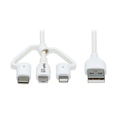 USB-A to Lightning/Micro-B/USB-C Antibacterial Charge & Sync Cable, 4 ft