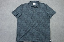 Reyn Spooner Polo Shirt Mens XL Blue Wave Print Limited Issue Stretch Casual