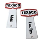 Vintage Texaco Gasoline Signs - Two Rest Rooms Men Women Key Gas Porcelain Sign