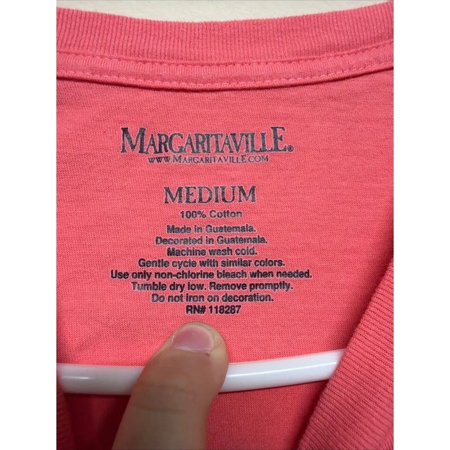 Camiseta Margaritaville Para Hombres Gráfica Coral Mediana Tropical Playa Loro Rana Foto 3 de 4