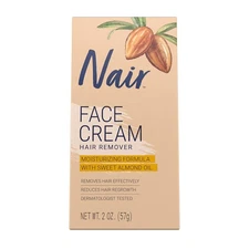 Nair Hair Remover Moisturizing Face Cream, with Sweet Almond Oil, 2OZ