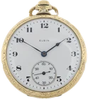 Antique 12s 1918 Elgin Pinstriped 17 Jewel Pocket Watch 384 14k GF USA