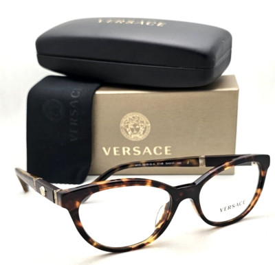 Versace Reading Glasses MOD. 3219-Q-A 5148 54-17 Tortoise Frames Leather Readers