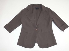St. John Women's 1 Button Blazer Jacket Size 12 NWOT Brown 100 Wool 3/4 Sleeves