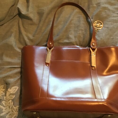 Alyson McKlein USA Brown Leather Shoulder Tote Series M Excellent Condition