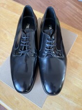 100% Authentic Prada Brushed Leather Lace-up Shoes Black