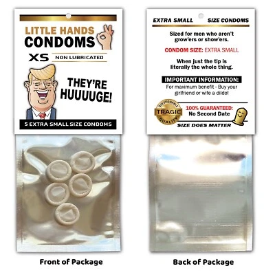 Donald Trump SMALL Hands MINI CONDOMS - Gag Joke Republican Political Election