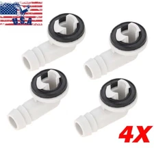 Plastic Air Conditioner AC Drain Hose Connector Elbow Fitting&Rubber Ring 4pcs
