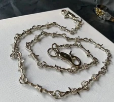 NEW 22" Silver Chrome Barb Wire Biker Trucker Punk Rock Jean Wallet Key Chain