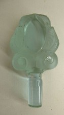 ANTIQUE ART DECO NOUVEAU GLASS STOPPER PRESSED LEAF FLOWER DECANTER SCENT BOTTLE