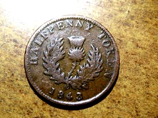 Nice 1843 Nova Scotia Half Penny Token 1/2 Penny  R2