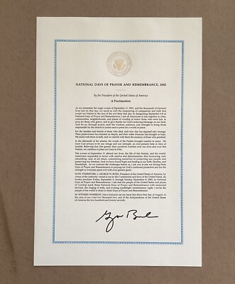 A Proclamation of Sep. 11 Remembrance, Sealed  Pres. George Bush, Signed, 2002