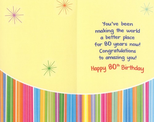 Tarjeta de Feliz Cumpleaños 80 PARA 80 AÑOS, Better World por Stockwell Greetings +✉ - Imagen 2 de 6