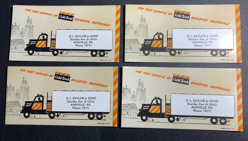 Lot Of 4 Gold Bond TRUCKING TRUCK Ink Blotters mini sign Annville Pennsylvania
