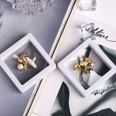 7x7 cm 3D Alben Schweberahmen Halter Edelstein Münze Schmuck Vitrine Box