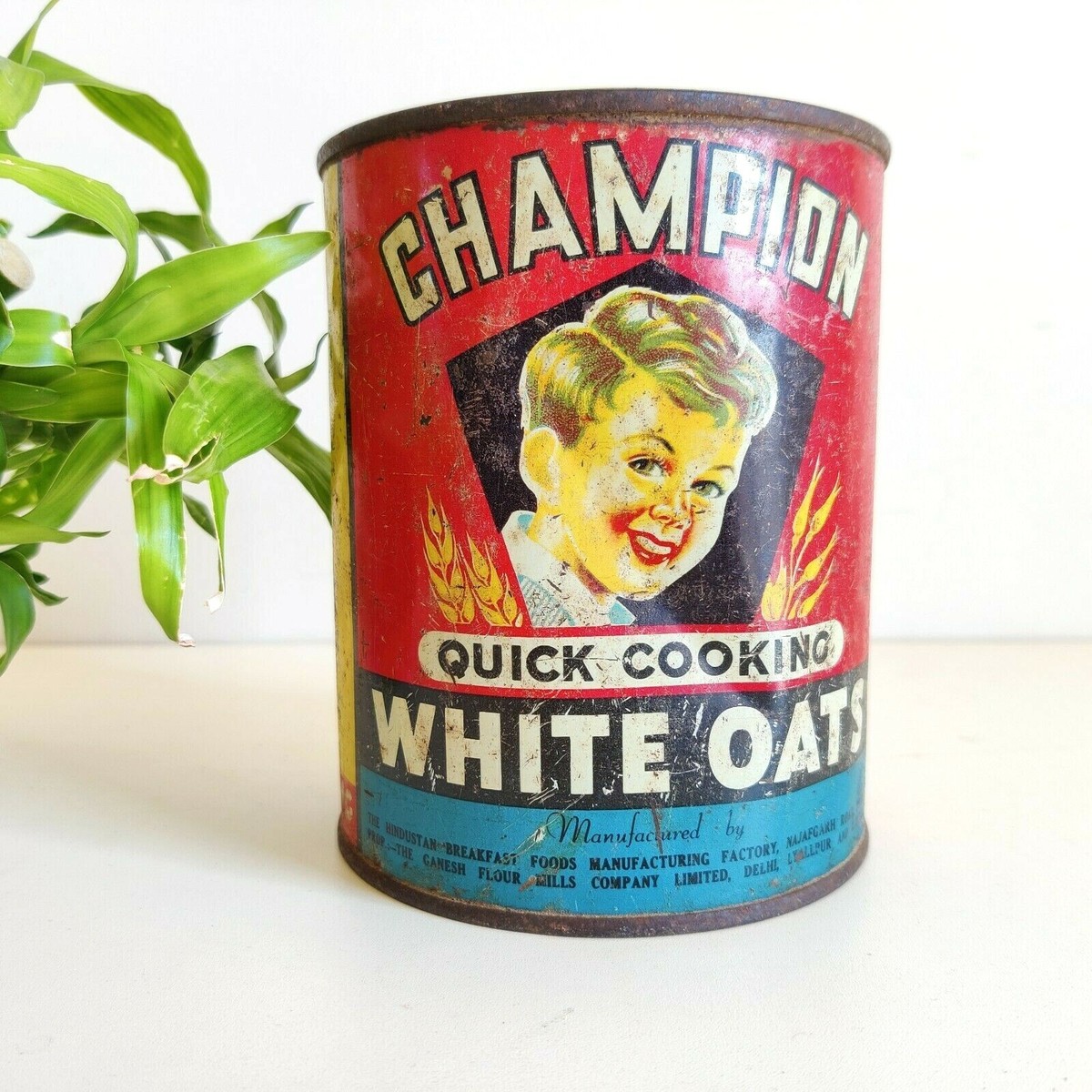 Vintage Champion Quick Cooking Rolled White Oats Advertising Litho