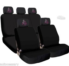 For Kia Pink Heart Seat Covers With Embroidered Headrest Covers Black Pink Car For Kia Pink Heart Seat Covers With Embroidered Headrest Covers Black Pink Car