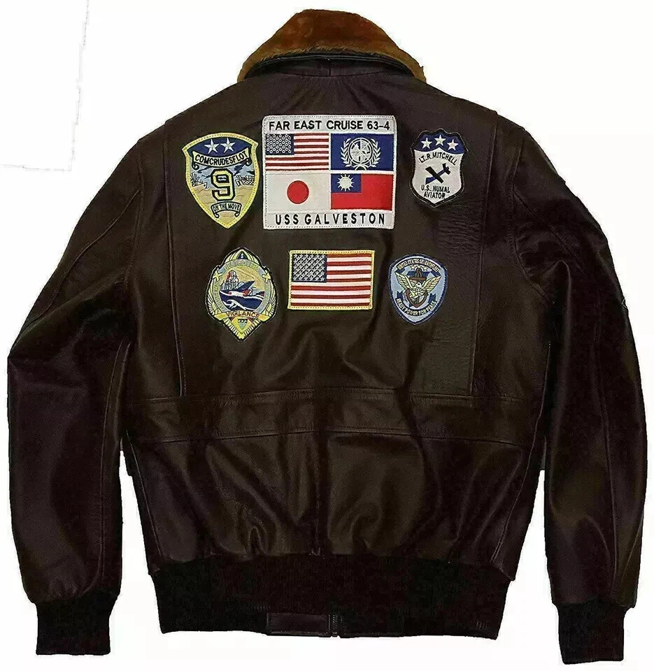 TOM CRUISE TOP GUN PETER MAVERICK BOMBER FUR LEATHER FLIGHT JACKET FOR MEN - Image 2 of 4
