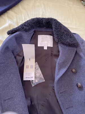 Authentic BURBERRY Children Wool Pea Coat with collar Airforce