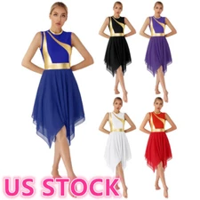 Women Liturgical Praise Lyrical Dance Dress Sleeveless Worship Dress Costume