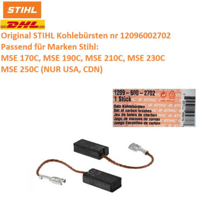 Original Stihl Satz Kohlebürsten 12096002702  MSE170c MSE190c MSE210c MSE230c