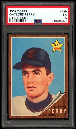 1962 Topps #199 Gaylord Perry HOF Rookie PSA 5 CENTERED & UNDER GRADED