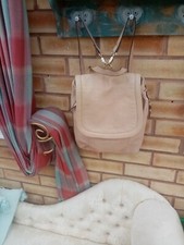  REDUCED GOOD CON, VintageJigsaw Beige  Beautiful Leather Backpack, Side Pockets