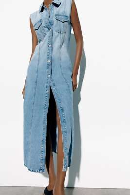 ZARA NEW SS23 DENIM TRF DRESS SLEEVELESS MIDI LIGHT BLUE | 8197/083_SIZE  XS-XL | eBay
