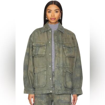 GRLFRND Kaia Oversized Drawstring Jacket in Eucalyptus, SIZE M, NWT