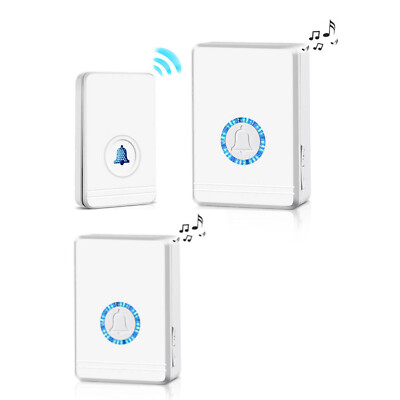 1300ft Wireless Doorbell Home Door Bell Chime 2x Receivers Set w/ LED Nightlight