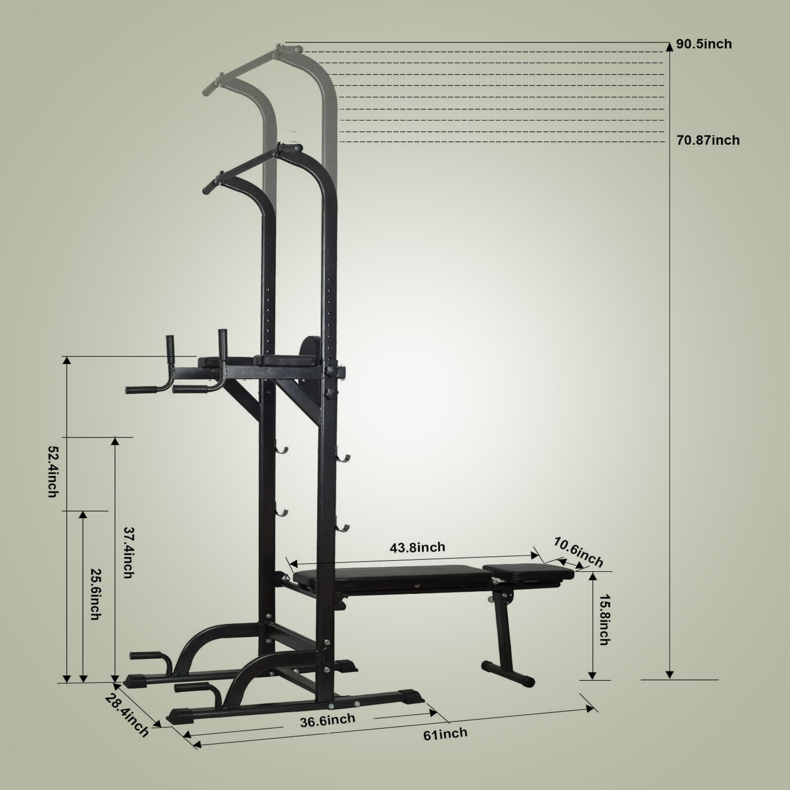 Home Gym Multi Station Power Tower Weight Bench Pull Up bar Chin Up Dip