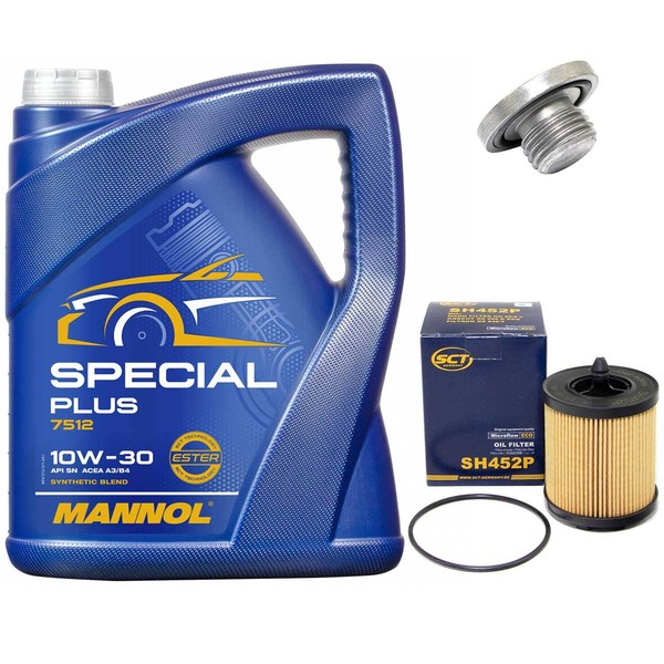 MotoröL Filter Set 10W-30 5 Liter + ÖLablassschraube FüR Opel Vectra B 2.2I 16V-image