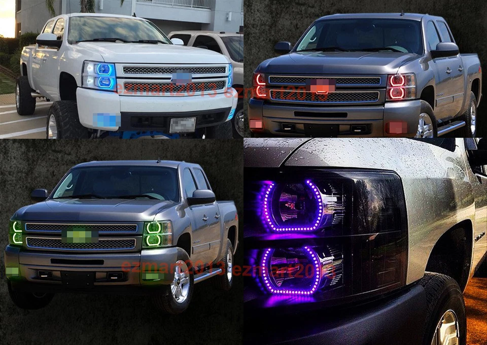 RGB halo ring for Chevrolet Silverado 07-14 LED angel eye Flash DRL lamp U style - Image 2 of 4