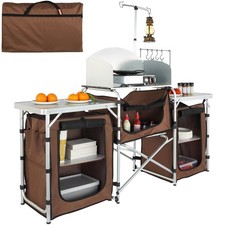 VEVOR Camping Kitchen Table, Folding Outdoor Cooking Table with Storage Carrying