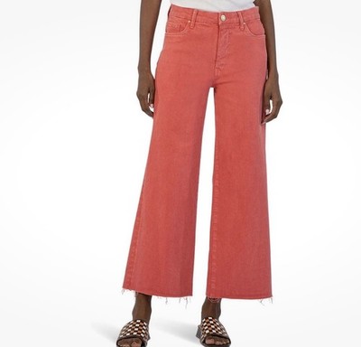 Kut from the Kloth Sz 4 Meg Fab Ab Wide Leg High Rise Raw Hem KH1516ME6 Defect