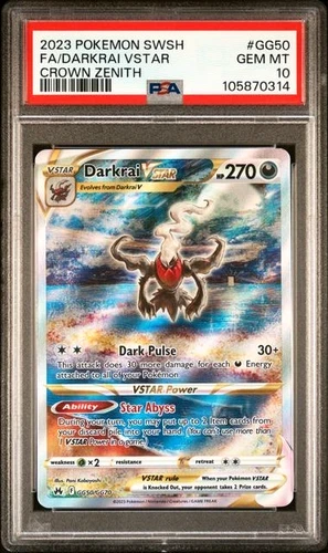POKEMON DARKRAI VSTAR 2023 SWORD AND SHIELD CROWN ZENITH #GG50 FA PSA 10