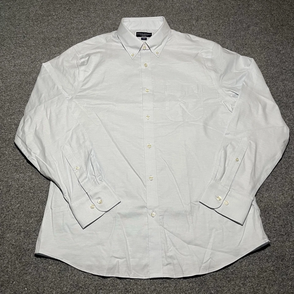 Camisa Charles Tyrwhitt Para Hombre Grande Calce Ajustado Oxford Manga Larga Abotonada Azul Foto 2 de 4