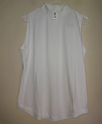 Sport Haley Damen Golf Shirt Large ärmellos 1/4 Reißverschluss angedeutetes Polo Freizeit weiß - Bild 1 von 4