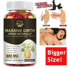 XXXL Plus Size Male ENLARGER Longer Wider Bigger Man Natural Growth 60 Gummies