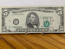 1969 $5 Dollar Bill FRN NOTE Misaligned Over Print Error