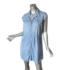 Arizona Jeans Co. 20 Blue Chambray Denim Style Shirt Dress Mini Button Front